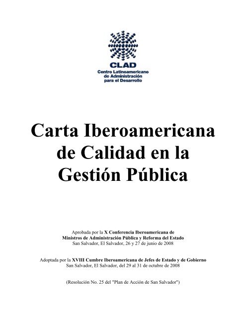 Carta Iberoamericana de Calidad en la Gestión Pública
