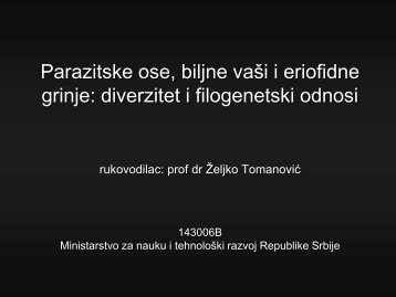 Parazitske ose biljne vaši i eriofidne grinje diverzitet i filogenetski odnosi