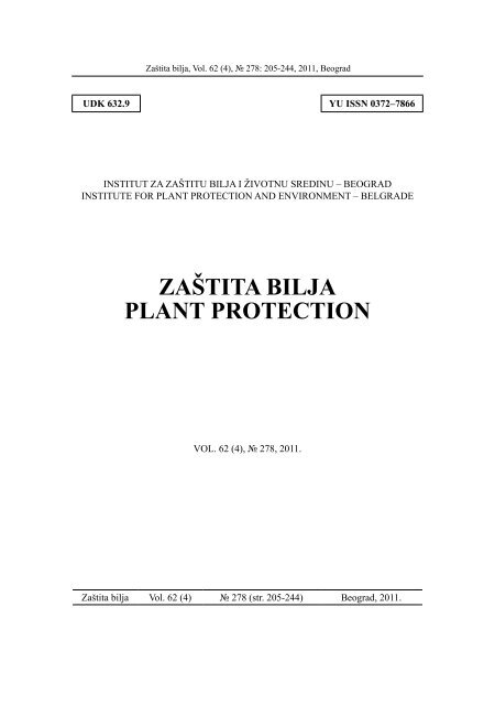 ZAŠTITA BILJA PLANT PROTECTION