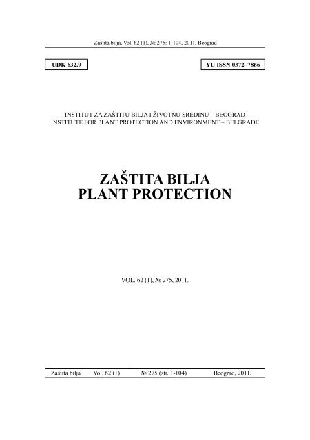 ZAŠTITA BILJA PLANT PROTECTION