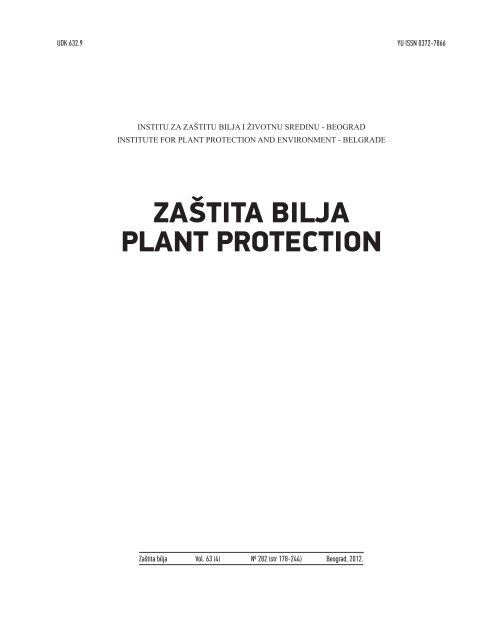 ZAŠTITA BILJA PLANT PROTECTION