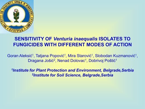 SENSITIVITY OF Venturia inaequalis ISOLATES TO ... - Izbis