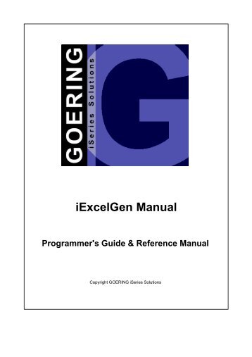 iExcelGen Manual - GOERING iSeries Solutions