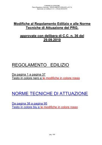 REGOLAMENTO EDILIZIO NORME TECNICHE DI ATTUAZIONE