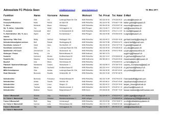 Adressliste FC Phönix Seen