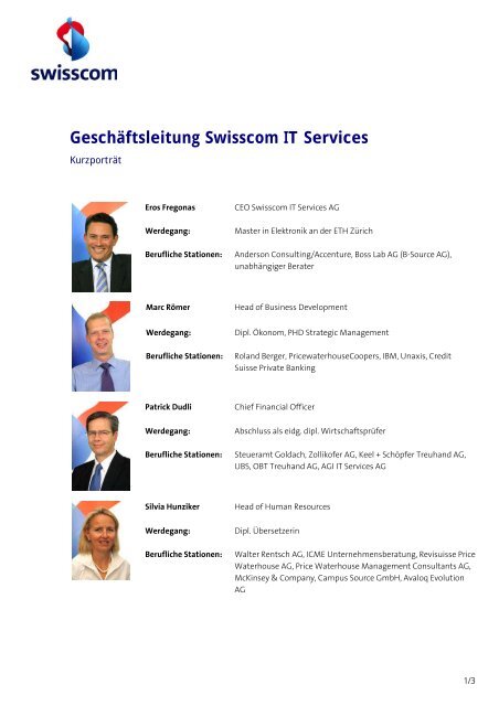Geschaftsleitung Swisscom It Services