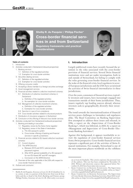 Cross-border financial serv - Lenz & Staehelin