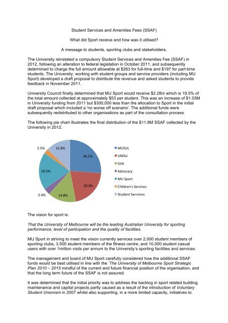 Student Services and Amenities Fees (SSAF) - Melbourne University ...