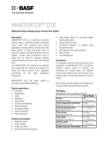 Datasheet - Mastertop DTZ - BASF Construction Chemicals