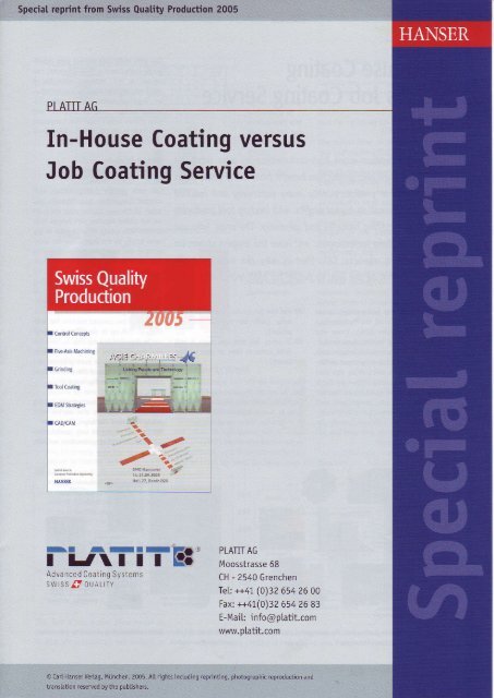 In-House Coating versus Job Coating Service - PLATIT