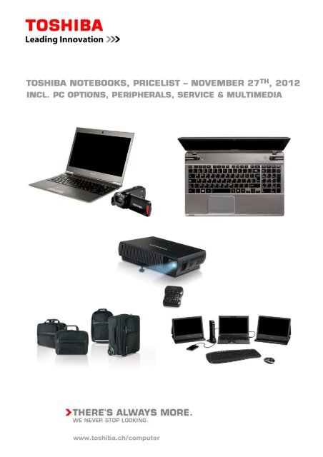 TOSHIBA NOTEBOOKS, PRICELIST – NOVEMBER 27TH, 2012