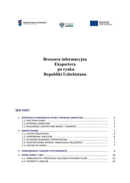Broszura informacyjna Eksportera po rynku Republiki Uzbekistanu