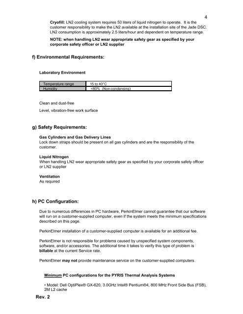 Jade DSC: Site Readiness Instructions - Perkin Elmer Life and ...