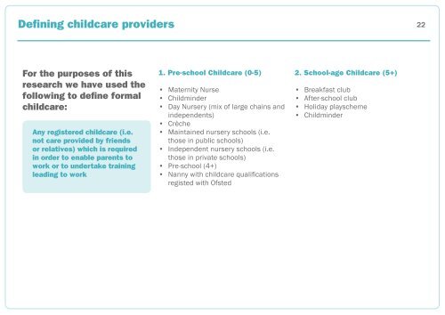 Childcare provision for parents