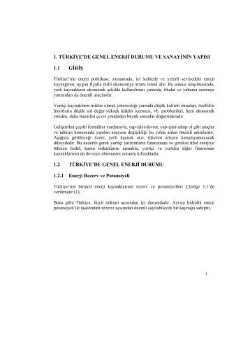1. TÃRKÄ°YE'DE GENEL ENERJÄ° DURUMU VE ... - turhancoban.com