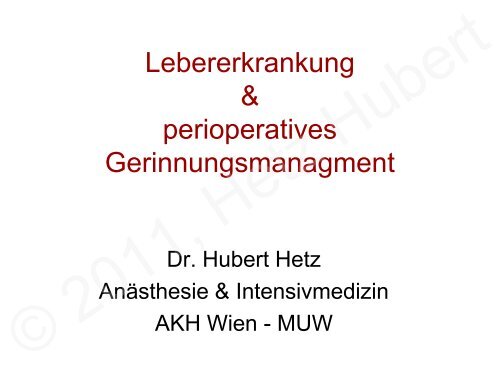 Leberresektion Anästhesie - Intensivmedizin - gerinnung-igs.at