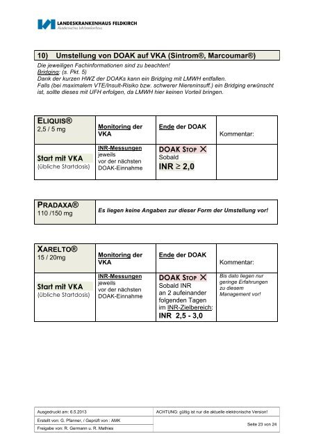 08_NOAKs_Management_im_klinischen_Alltag-AMK ... - Gerinnung