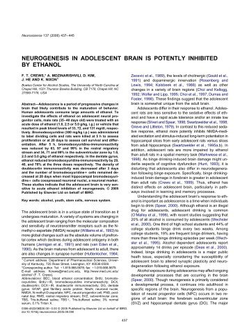 neurogenesis in adolescent brain is potently inhibited by ethanol