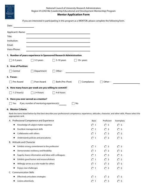 Mentor Application Form