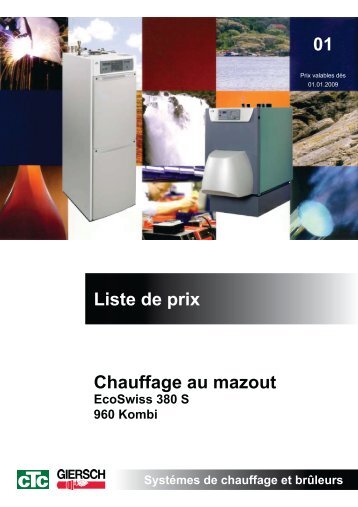 01 Liste de prix Chauffage au mazout