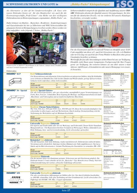 Schweisszusatzwerkstoffe - ISO Schweisstechnik AG