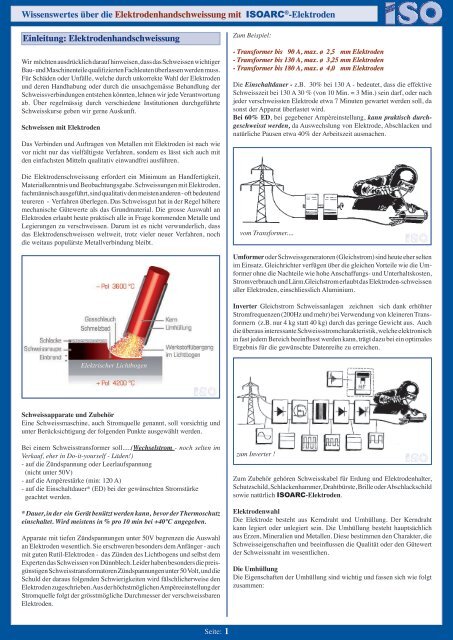 Schweisszusatzwerkstoffe - ISO Schweisstechnik AG