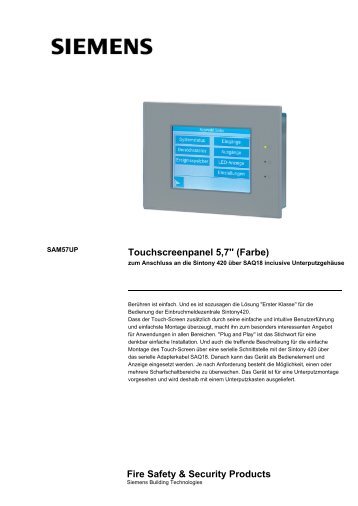 Touchscreenpanel 5,7'' (Farbe) Fire Safety ... - gma-elektronik