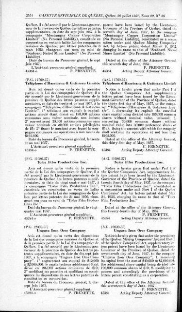 Gazette officielle de Québec Quebec Official Gazette