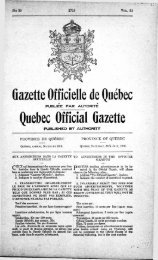 Gazette Officielle de Québec Quebec Official Gazette