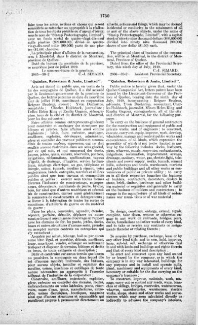 Gazette Officielle de Québec Quebec Official Gazette