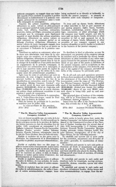 Gazette Officielle de Québec Quebec Official Gazette