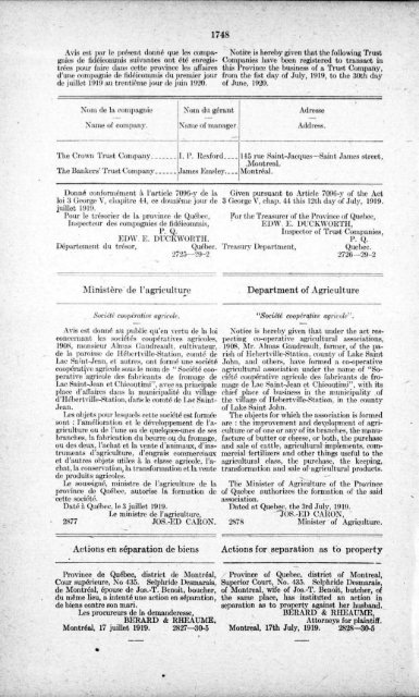 Gazette Officielle de Québec Quebec Official Gazette