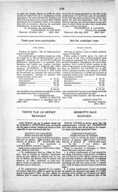 Gazette Officielle de Québec Quebec Official Gazette