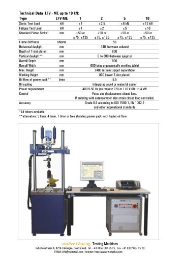 walter+bai ag Testing Machines