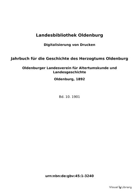 Landesbibliothek Oldenburg Digitalisierung Von Drucken Jahrbuch