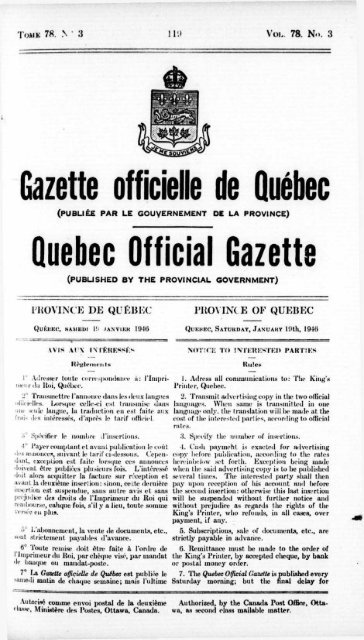 Quebec Official Gazette