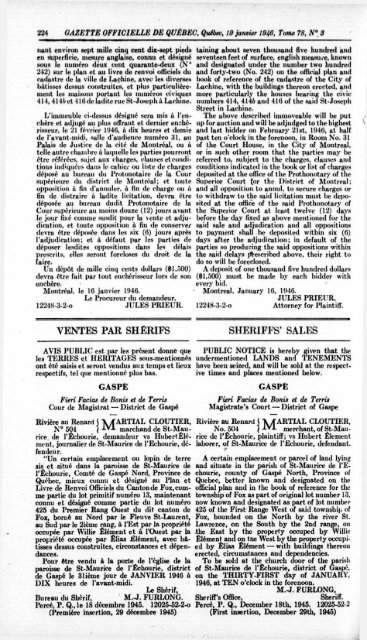 Quebec Official Gazette