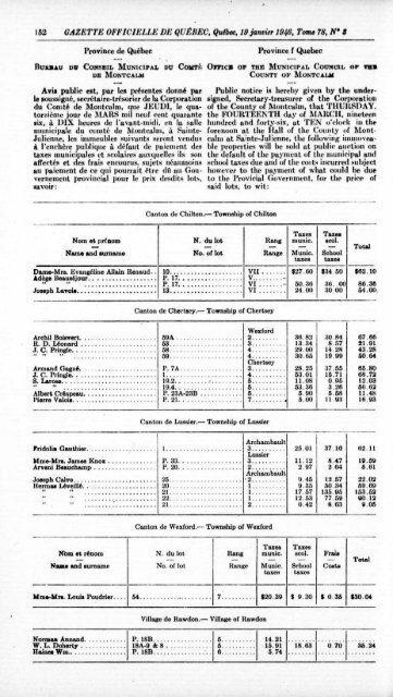 Quebec Official Gazette