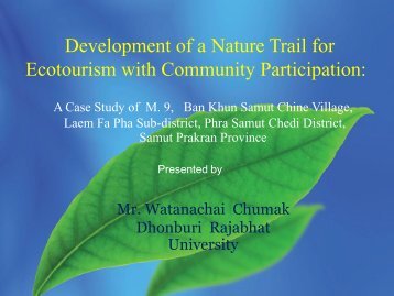 Development of a Nature Trail for Ecotourism with Community Participation