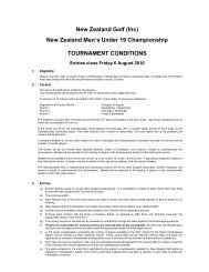 New Zealand Men’s Under 19 Championship TOURNAMENT CONDITIONS