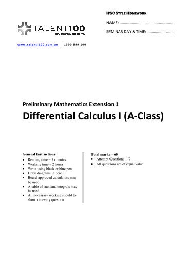 Differential Calculus I (A-Class)