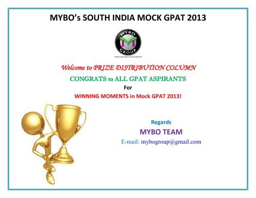 MYBO’s SOUTH INDIA MOCK GPAT 2013