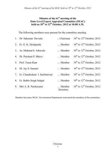 Minutes of 61 st SEAC meeting - Environment Clearance