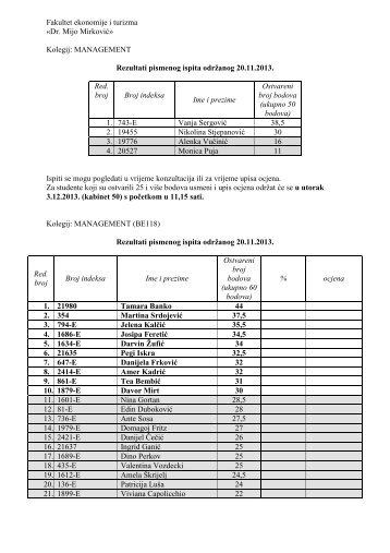 rez.ispita 20.11.2013 - Fakultet ekonomije i turizma "Dr. Mijo MirkoviÄ"