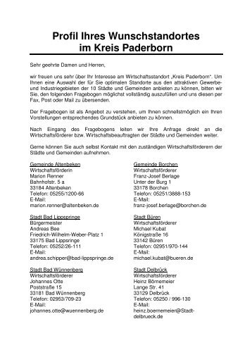 Profil Ihres Wunschstandortes im Kreis Paderborn