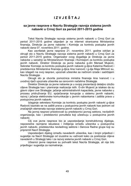 Strategije razvoja sistema javnih nabavki u Crnoj Gori za period 2011-2015