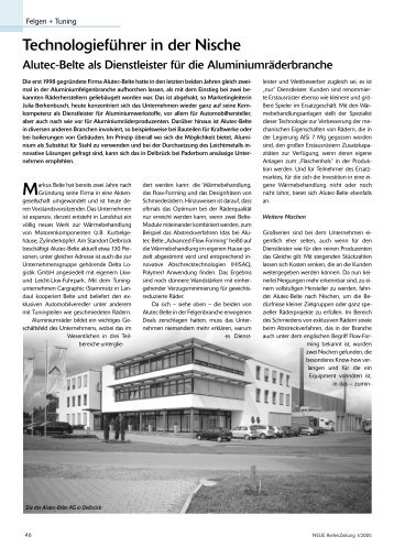 Technologieführer in der Nische 1/2005 - Reifenpresse.de