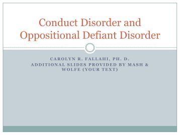 Conduct disorder and oppositional defiant disorder ppt presentation
