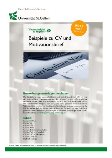 Beispiele zu CV und Motivationsbrief