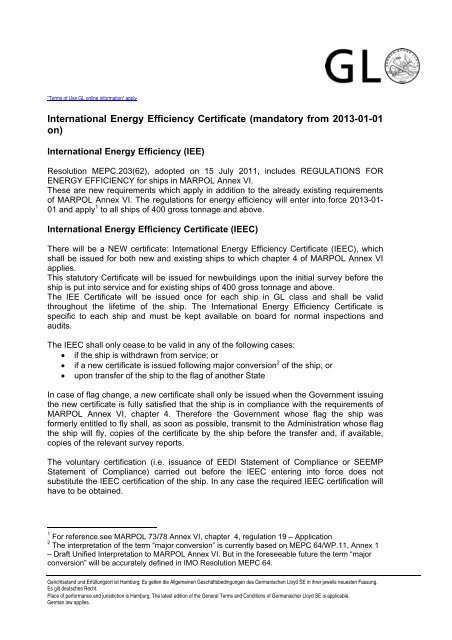 International Energy Efficiency Certificate Mandatory Gl Group